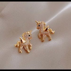 Stainless Steel and Zirconia Unicorn Earrings